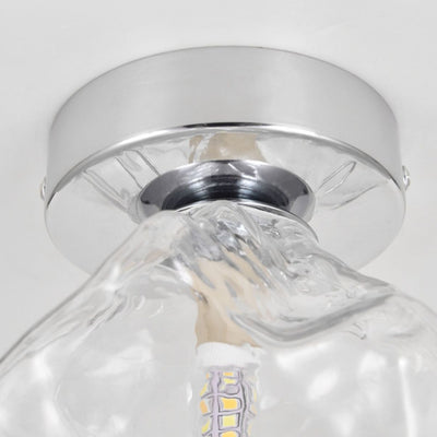 Moderner minimalistischer Eisblock unregelmäßig runde Glas-Eisen 1-Licht Semi-Flush-Montage Deckenleuchte für Wohnzimmer 