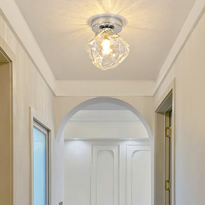 Moderner minimalistischer Eisblock unregelmäßig runde Glas-Eisen 1-Licht Semi-Flush-Montage Deckenleuchte für Wohnzimmer 