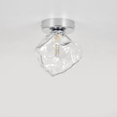 Moderner minimalistischer Eisblock unregelmäßig runde Glas-Eisen 1-Licht Semi-Flush-Montage Deckenleuchte für Wohnzimmer 