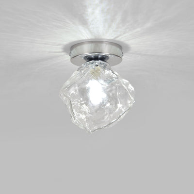 Moderner minimalistischer Eisblock unregelmäßig runde Glas-Eisen 1-Licht Semi-Flush-Montage Deckenleuchte für Wohnzimmer 