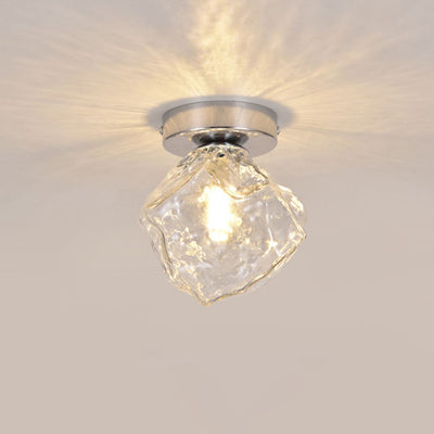 Moderner minimalistischer Eisblock unregelmäßig runde Glas-Eisen 1-Licht Semi-Flush-Montage Deckenleuchte für Wohnzimmer 