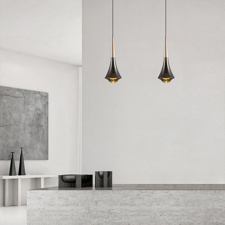 Suspension LED en aluminium avec lentille optique ronde et élévatrice de simplicité moderne pour salon 