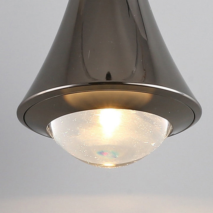 Suspension LED en aluminium avec lentille optique ronde et élévatrice de simplicité moderne pour salon 