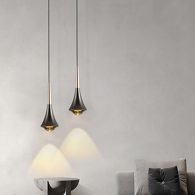 Suspension LED en aluminium avec lentille optique ronde et élévatrice de simplicité moderne pour salon 