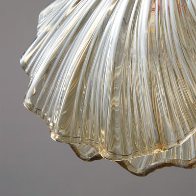 Lámpara colgante de 1 luz de cobre de vidrio con forma de concha escandinava contemporánea para sala de estar 