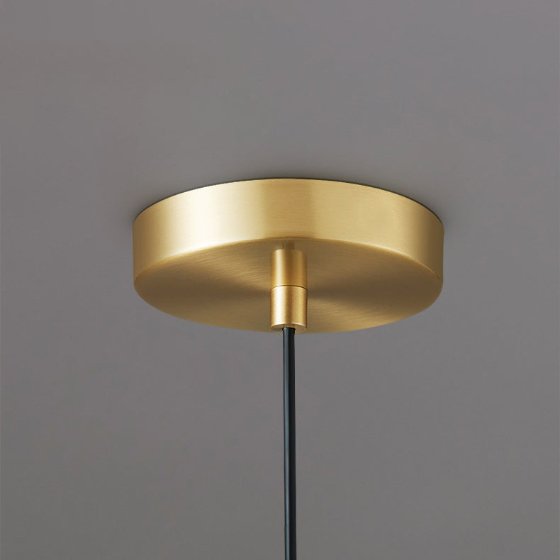 Lámpara colgante de 1 luz de cobre de vidrio con forma de concha escandinava contemporánea para sala de estar 