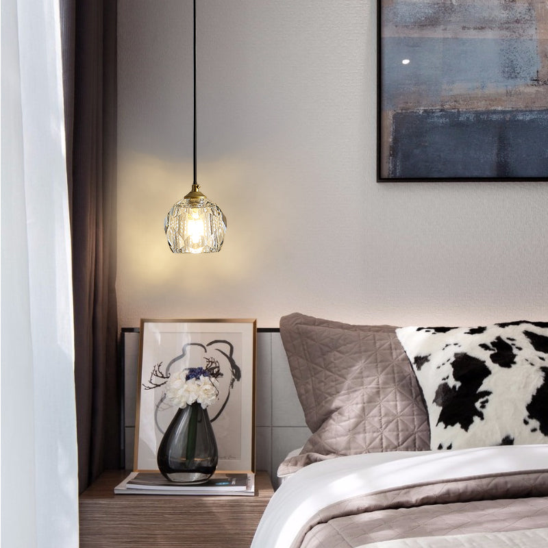 Moderne Minimaliste Longue Bande Ronde Cristal Matériel Suspension Luminaire 1-Lumière Pour Salon 