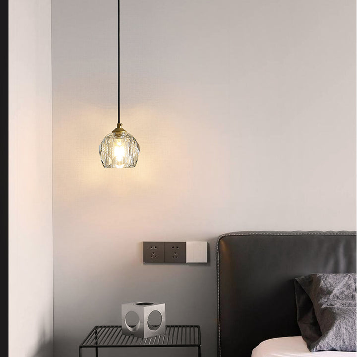 Moderne Minimaliste Longue Bande Ronde Cristal Matériel Suspension Luminaire 1-Lumière Pour Salon 