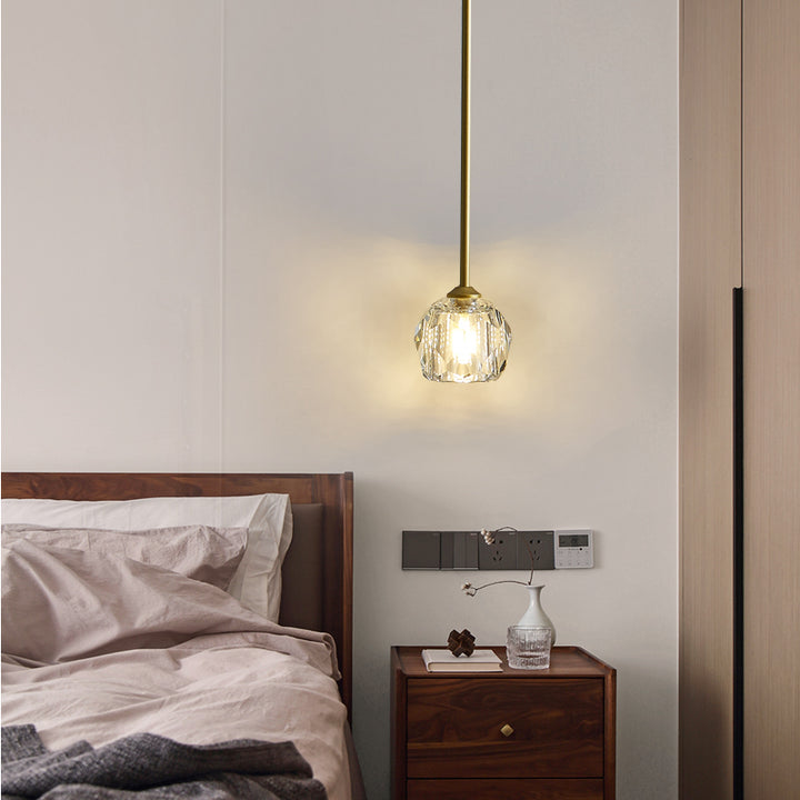 Moderne Minimaliste Longue Bande Ronde Cristal Matériel Suspension Luminaire 1-Lumière Pour Salon 