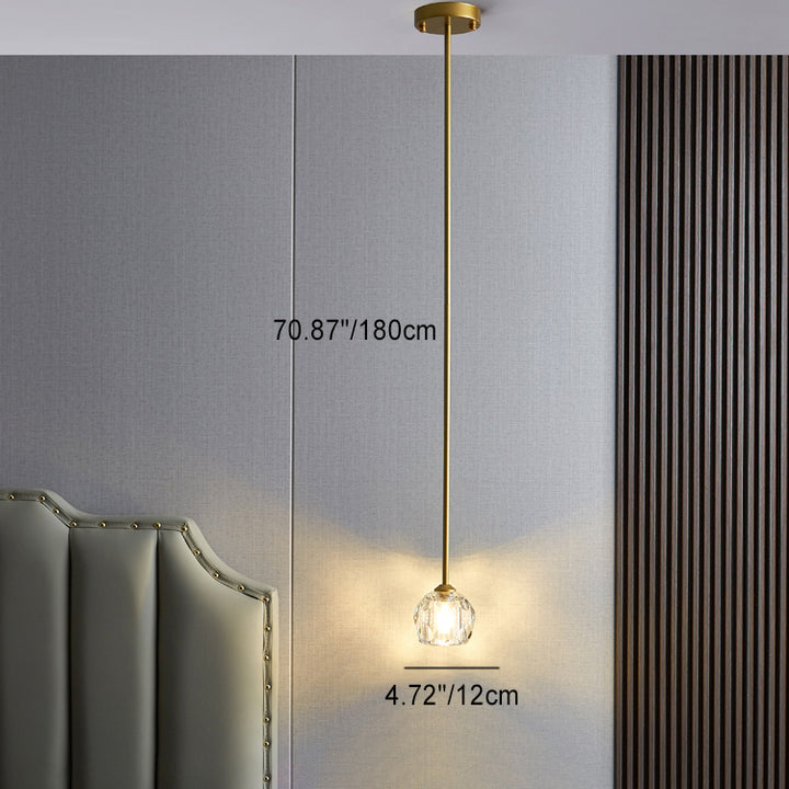 Moderne Minimaliste Longue Bande Ronde Cristal Matériel Suspension Luminaire 1-Lumière Pour Salon 