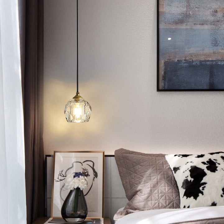 Moderne Minimaliste Longue Bande Ronde Cristal Matériel Suspension Luminaire 1-Lumière Pour Salon 