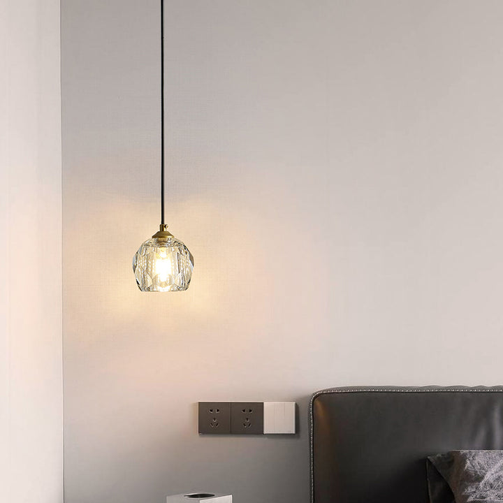 Moderne Minimaliste Longue Bande Ronde Cristal Matériel Suspension Luminaire 1-Lumière Pour Salon 