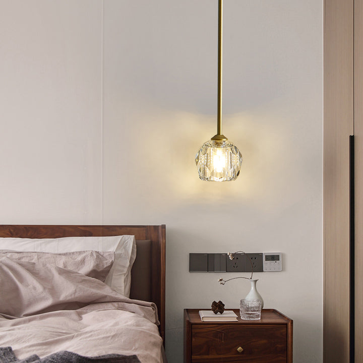 Moderne Minimaliste Longue Bande Ronde Cristal Matériel Suspension Luminaire 1-Lumière Pour Salon 