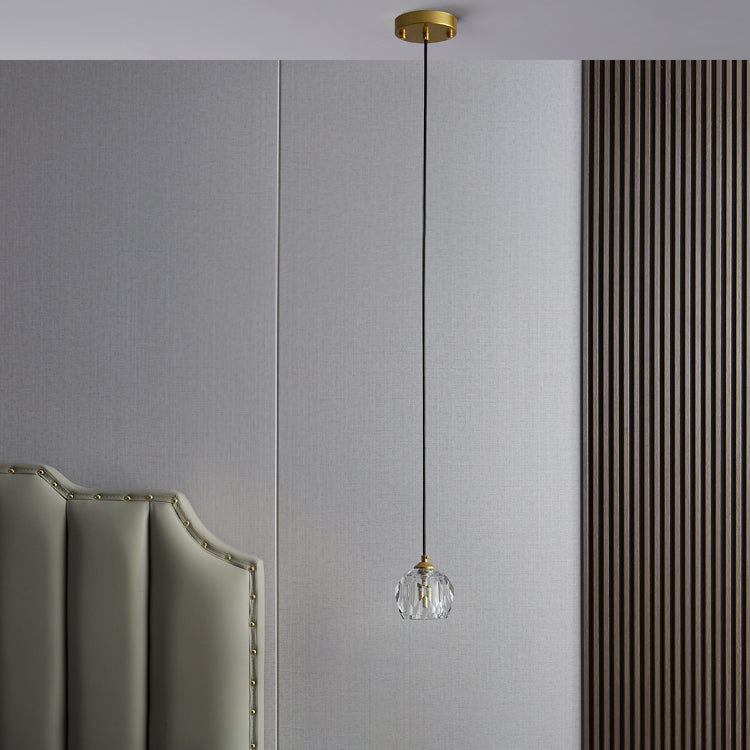 Moderne Minimaliste Longue Bande Ronde Cristal Matériel Suspension Luminaire 1-Lumière Pour Salon 