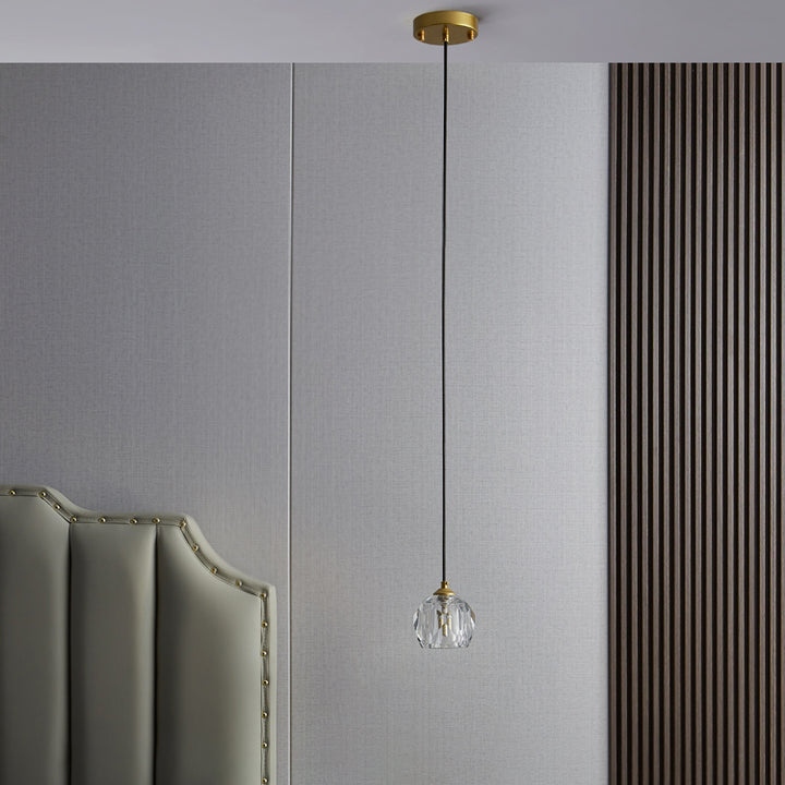Moderne Minimaliste Longue Bande Ronde Cristal Matériel Suspension Luminaire 1-Lumière Pour Salon 