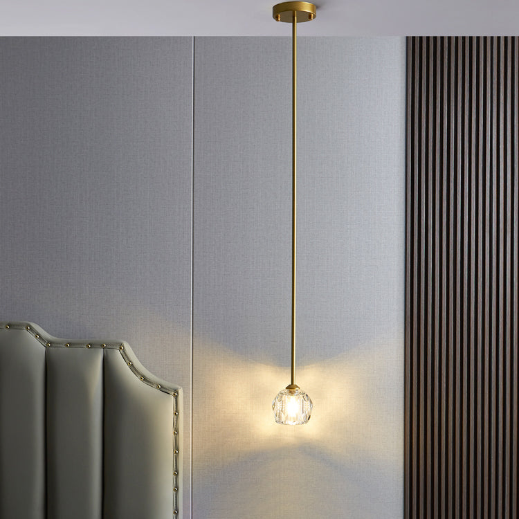 Moderne Minimaliste Longue Bande Ronde Cristal Matériel Suspension Luminaire 1-Lumière Pour Salon 