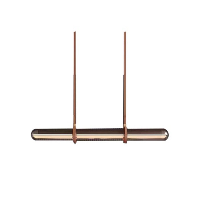 Lustre LED moderne minimaliste en verre cylindrique long avec ceinture pour salle à manger 