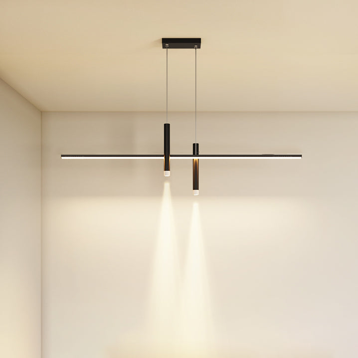 Moderne minimalistische zylindrische lange Silikon-Aluminium-Hardware-LED-Kronleuchter-Inselbeleuchtung für Esszimmer 
