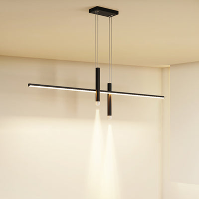 Moderne minimalistische zylindrische lange Silikon-Aluminium-Hardware-LED-Kronleuchter-Inselbeleuchtung für Esszimmer 