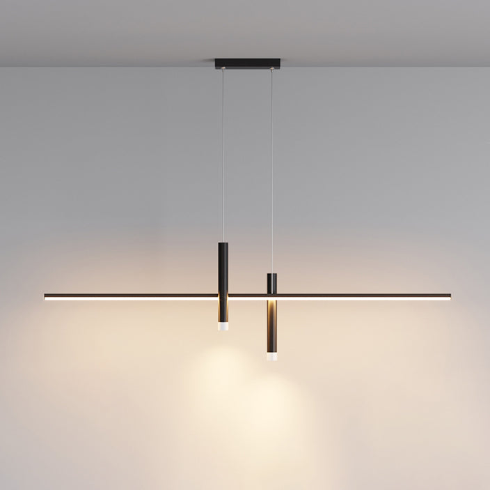 Moderne minimalistische zylindrische lange Silikon-Aluminium-Hardware-LED-Kronleuchter-Inselbeleuchtung für Esszimmer 