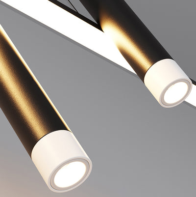 Moderne minimalistische zylindrische lange Silikon-Aluminium-Hardware-LED-Kronleuchter-Inselbeleuchtung für Esszimmer 