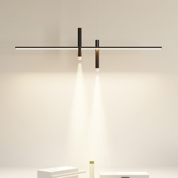 Moderne minimalistische zylindrische lange Silikon-Aluminium-Hardware-LED-Kronleuchter-Inselbeleuchtung für Esszimmer 