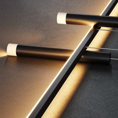 Moderne minimalistische zylindrische lange Silikon-Aluminium-Hardware-LED-Kronleuchter-Inselbeleuchtung für Esszimmer 