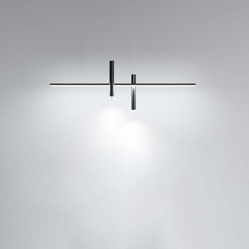 Moderne minimalistische zylindrische lange Silikon-Aluminium-Hardware-LED-Kronleuchter-Inselbeleuchtung für Esszimmer 