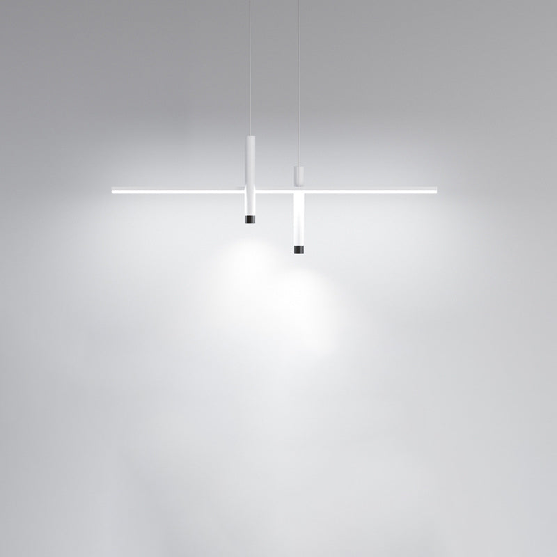 Moderne minimalistische zylindrische lange Silikon-Aluminium-Hardware-LED-Kronleuchter-Inselbeleuchtung für Esszimmer 