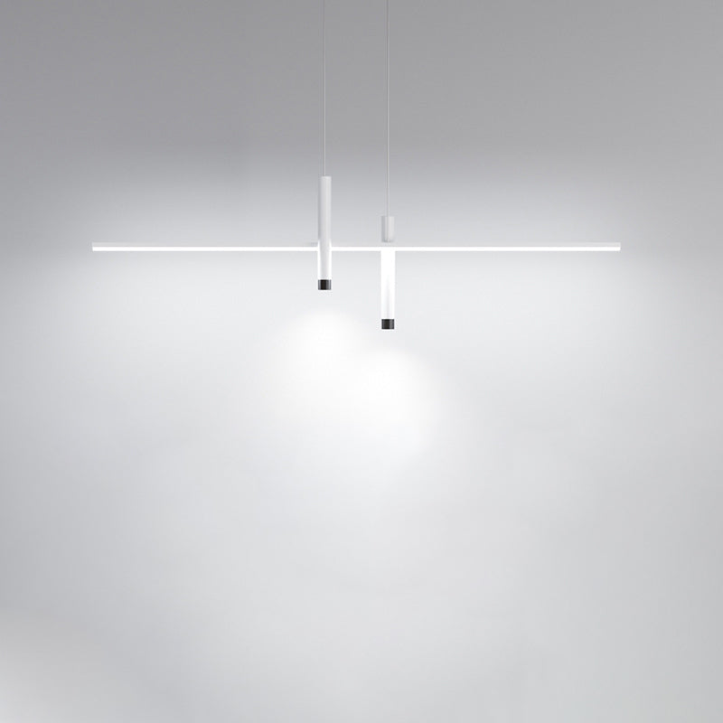 Moderne minimalistische zylindrische lange Silikon-Aluminium-Hardware-LED-Kronleuchter-Inselbeleuchtung für Esszimmer 
