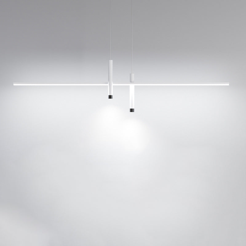 Moderne minimalistische zylindrische lange Silikon-Aluminium-Hardware-LED-Kronleuchter-Inselbeleuchtung für Esszimmer 