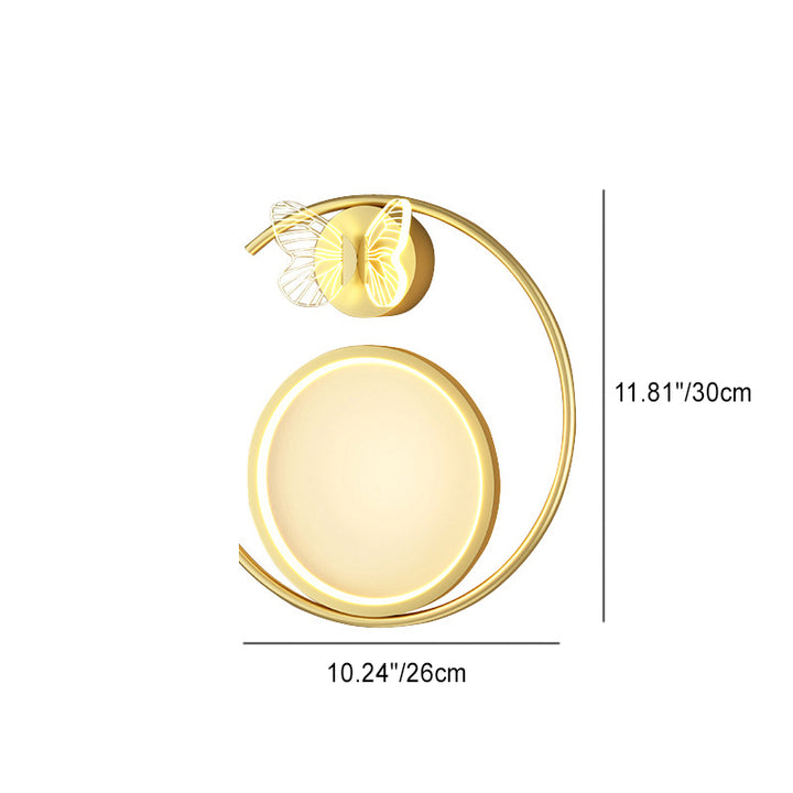 Lampe murale LED en fer en silicone incurvée moderne de luxe en forme de papillon pour salon 