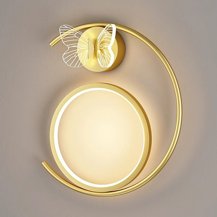Lampe murale LED en fer en silicone incurvée moderne de luxe en forme de papillon pour salon 