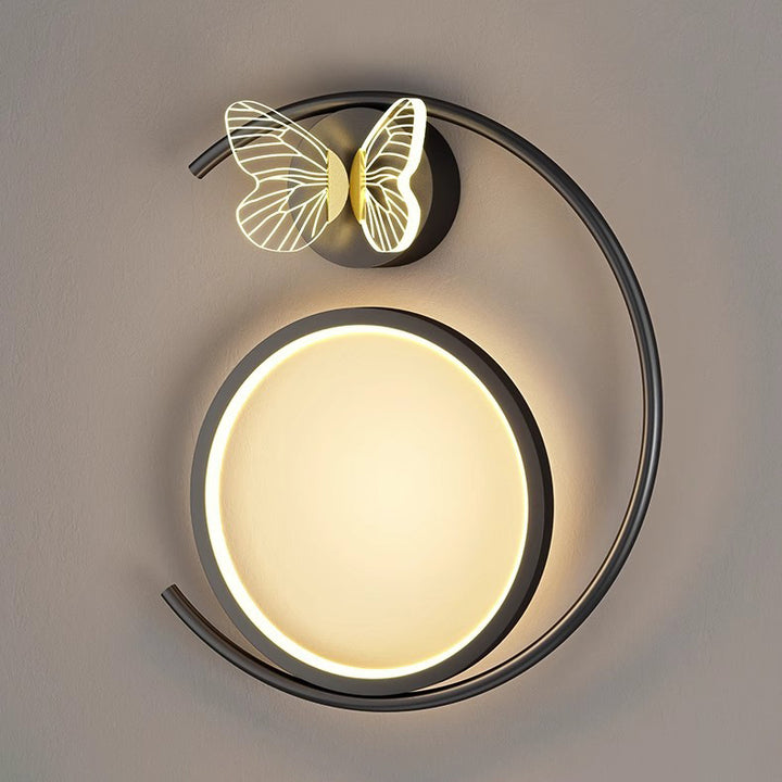 Lampe murale LED en fer en silicone incurvée moderne de luxe en forme de papillon pour salon 