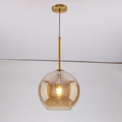 Matériel en verre orbe rond scandinave contemporain, suspension à 1 lumière pour salon 