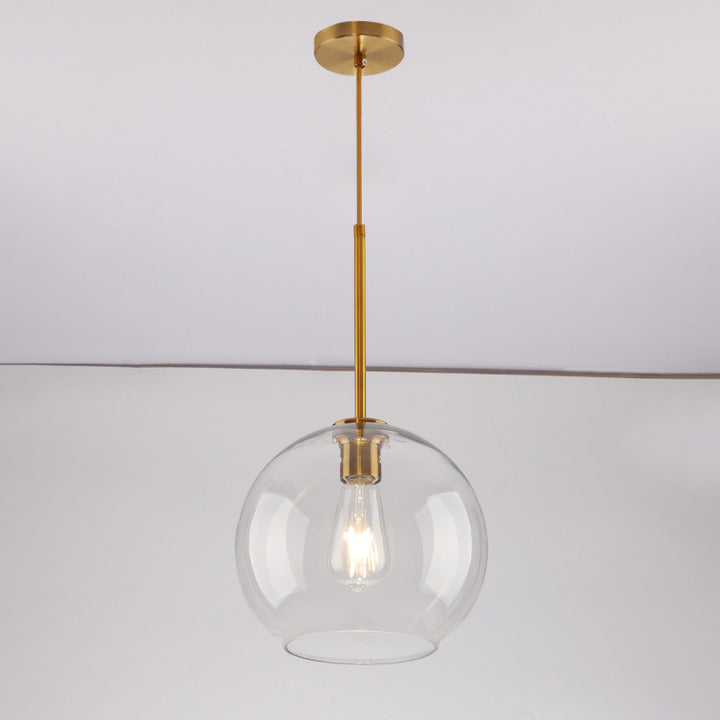 Matériel en verre orbe rond scandinave contemporain, suspension à 1 lumière pour salon 