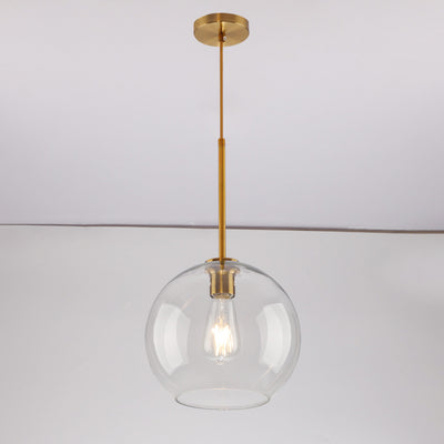 Matériel en verre orbe rond scandinave contemporain, suspension à 1 lumière pour salon 