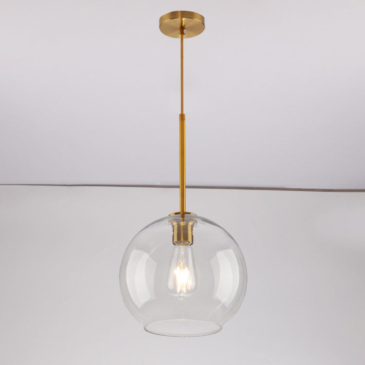 Matériel en verre orbe rond scandinave contemporain, suspension à 1 lumière pour salon 