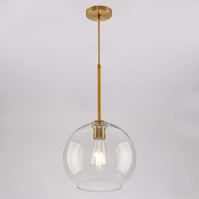 Matériel en verre orbe rond scandinave contemporain, suspension à 1 lumière pour salon 