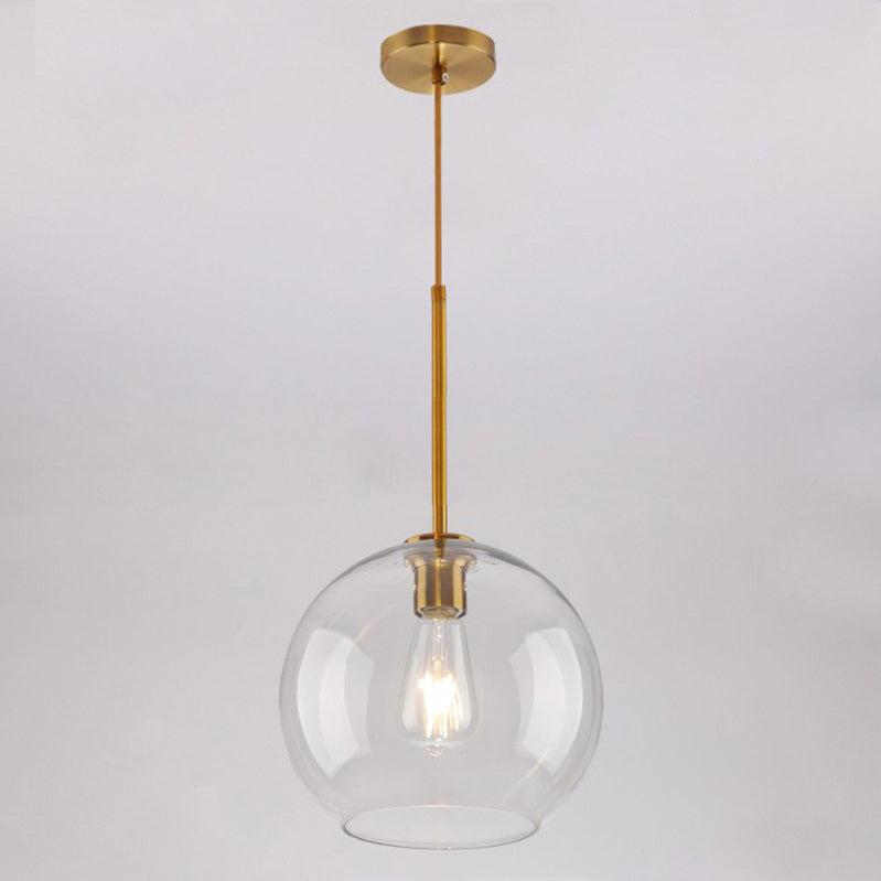 Matériel en verre orbe rond scandinave contemporain, suspension à 1 lumière pour salon 