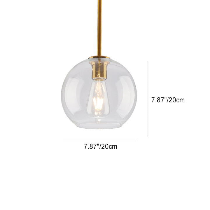Matériel en verre orbe rond scandinave contemporain, suspension à 1 lumière pour salon 