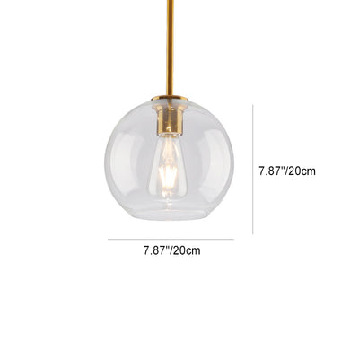 Matériel en verre orbe rond scandinave contemporain, suspension à 1 lumière pour salon 