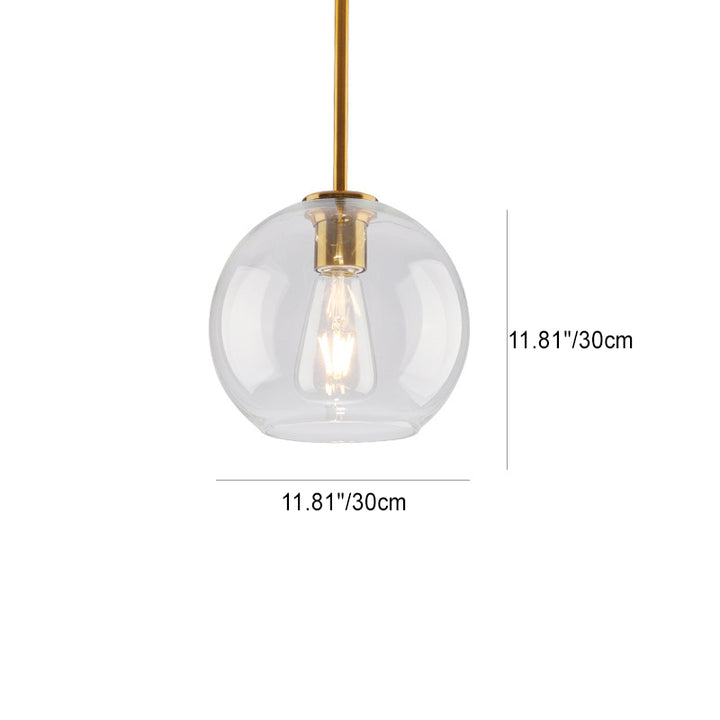 Matériel en verre orbe rond scandinave contemporain, suspension à 1 lumière pour salon 