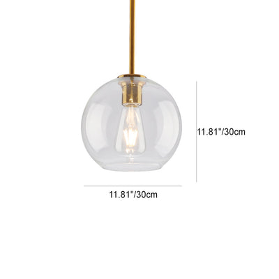 Matériel en verre orbe rond scandinave contemporain, suspension à 1 lumière pour salon 
