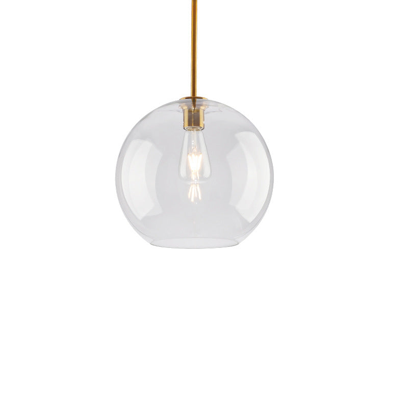 Matériel en verre orbe rond scandinave contemporain, suspension à 1 lumière pour salon 