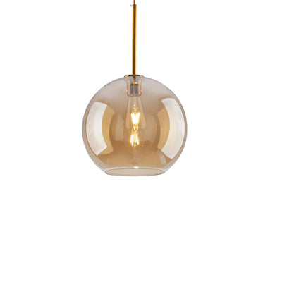 Matériel en verre orbe rond scandinave contemporain, suspension à 1 lumière pour salon 