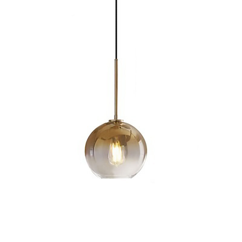 Matériel en verre orbe rond scandinave contemporain, suspension à 1 lumière pour salon 