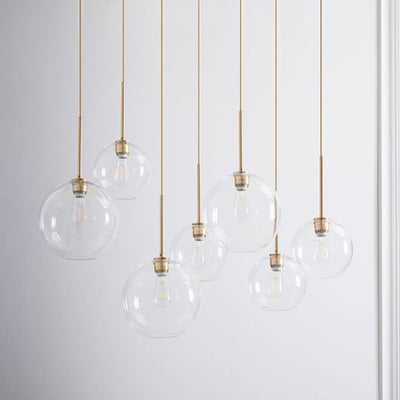 Matériel en verre orbe rond scandinave contemporain, suspension à 1 lumière pour salon 