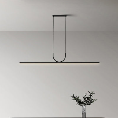 Moderne minimalistische geschwungene Linie langer Balken Acryl Aluminium LED Kronleuchter Insellicht für Esszimmer 