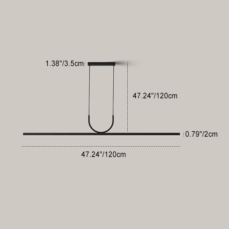 Moderne minimalistische geschwungene Linie langer Balken Acryl Aluminium LED Kronleuchter Insellicht für Esszimmer 